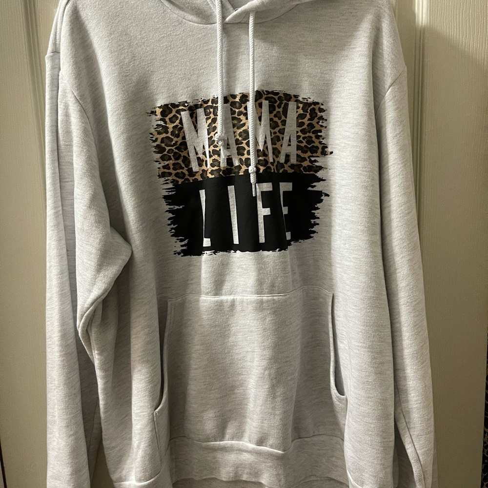 Womens bella canvas hoodie. Cheetah mama life.